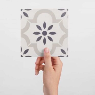 Porcelanato Gres Esmaltado Impresión Digital Lisboa Deco 20x20 Blanco, Gris y Azul Mate