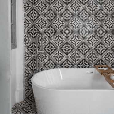 Porcelanato Gres Esmaltado Impresión Digital Mijas Deco 20x20 Blanco y Negro Mate