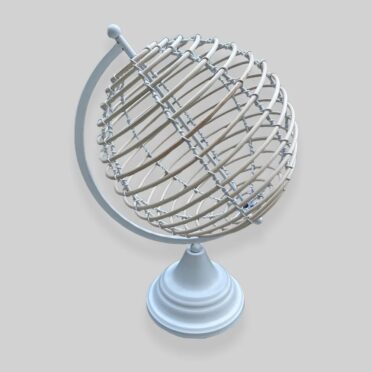 Globo Terraqueo Giratorio en Metal y Madera Blanco