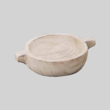 Cuenco con Asas de Madera Tallada a Mano Color Blanco