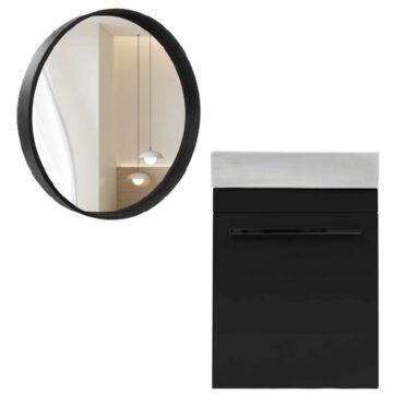 Pack Mueble de Baño Pel Black con Espejo Balance 600 Redondo Urben