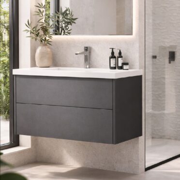 Mueble de Baño Jacinta Suspendido Dos Cajones 1.00 mt ancho con 1 Lavamanos Grafito Urben